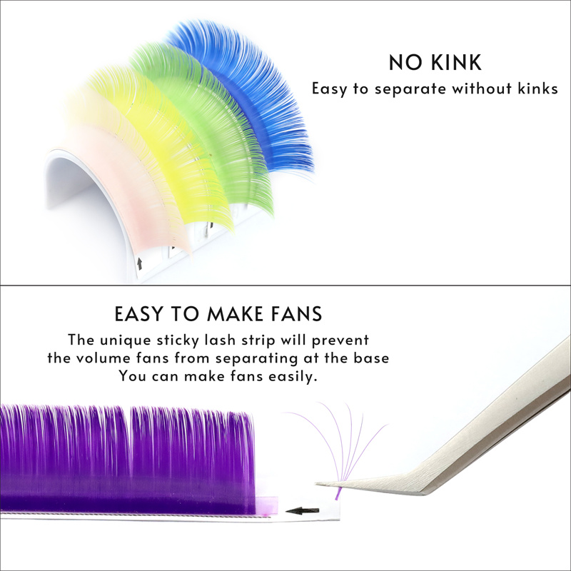 Wholesale colored easy fan blooming volume lash extensions XJ114