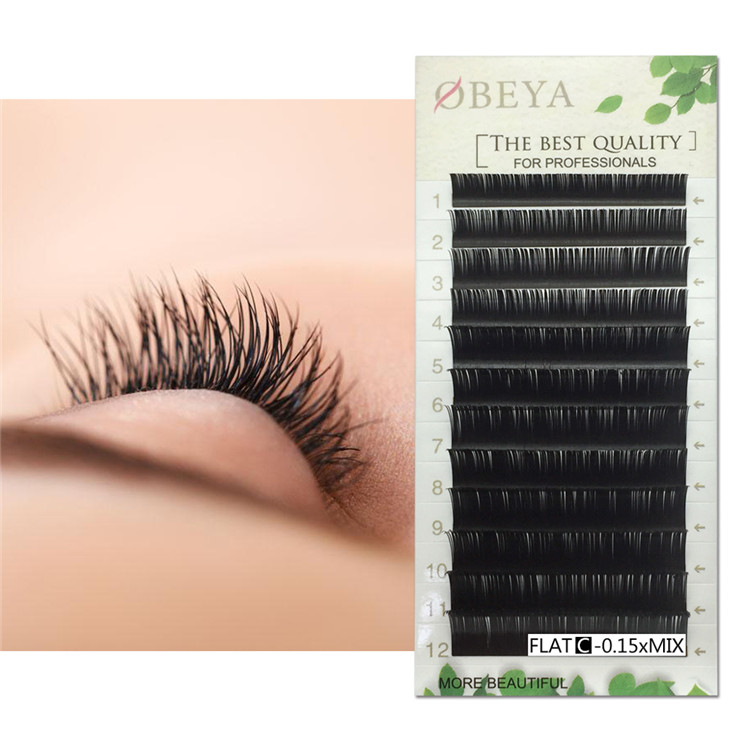 Fast Delivery Flat Eyelash Extension 0.15 0.1 0.12 Thickness Split Ellipse Eyelashes with Private Label YY43